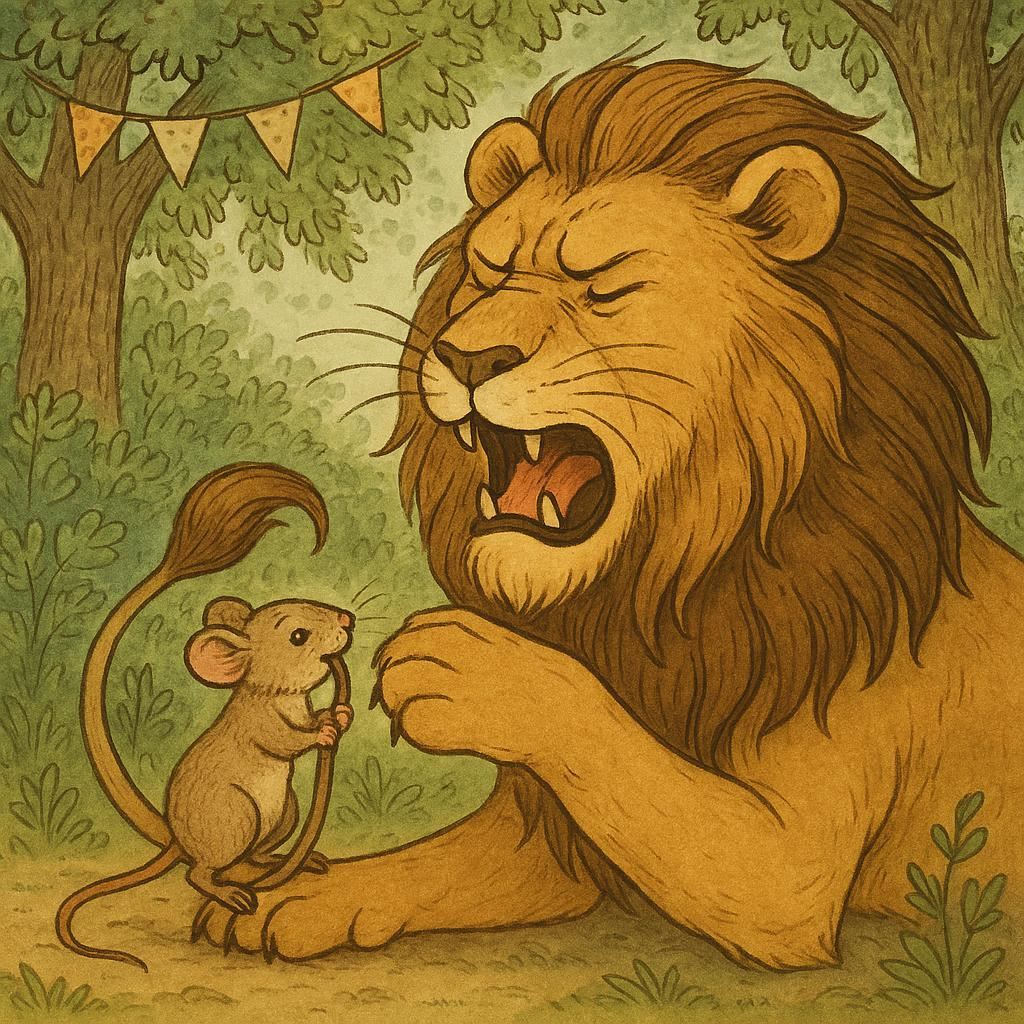 BAJKI Z MORAŁEM 10 bajki z morałem Bajka o cierpliwej myszce co ugryzła lwa w ogon Konrad Dziennik